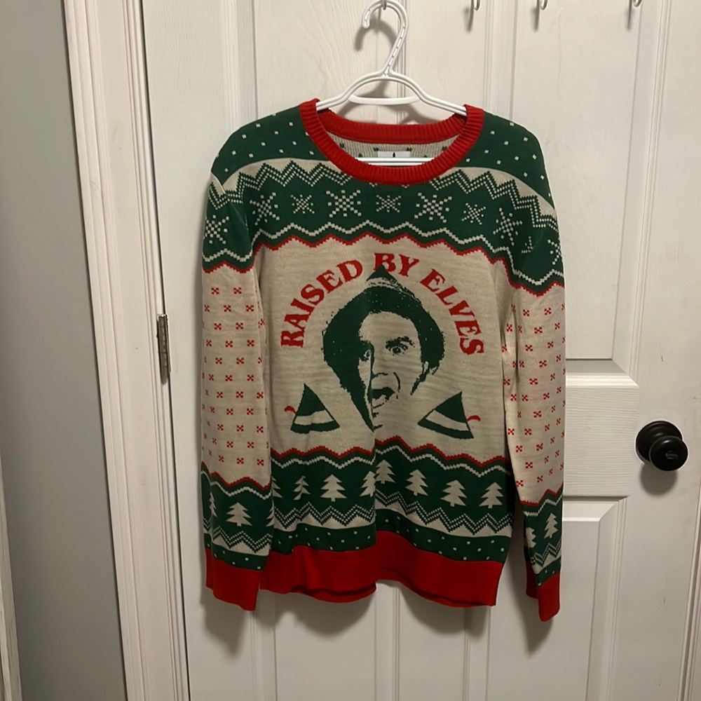This is a super fun elf Christmas sweater!